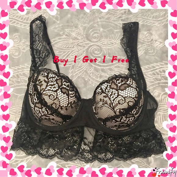 Sophia B. Other - Sophia B. Black Floral Lace Overlay Bra